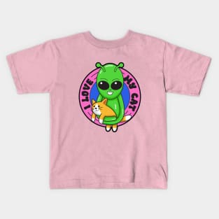 I love my cat, alien art Kids T-Shirt